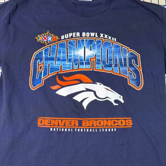 Vintage Lee Denver Broncos Super Bowl XXXII Champions T-Shirt Large USA 1998 NFL - Picture 9 of 11